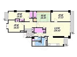 白鷹松下町マンション 4LDKの間取図画像