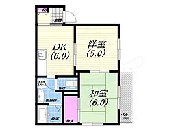 スカイハイツ 2DKの間取図画像