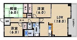 白鷹夙川マンション 3LDKの間取図画像