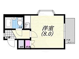 ライフイン芦屋弐番館 ワンルームの間取図画像
