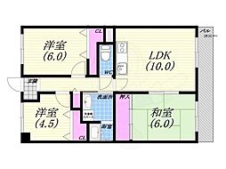 メゾン東山 3LDKの間取図画像