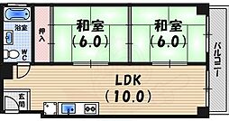エルベコート甲陽園 2LDKの間取図画像