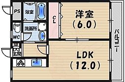 アバンテ甲子園 1LDKの間取図画像