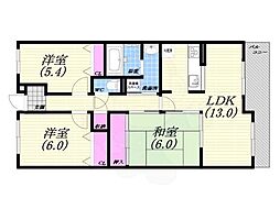 白鷹香枦園マンション 3LDKの間取図画像