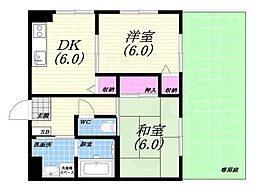 ヴァンベール宍戸 2DKの間取図画像