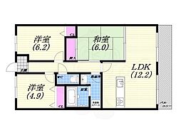夙川レッチオレジデンツア 3LDKの間取図画像