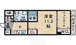 セレニテ甲子園 1DKの間取図画像