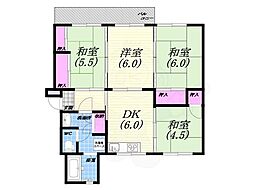 白川台住宅6号棟 4DKの間取図画像