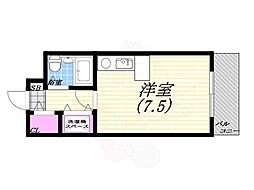 クレスト夙川 ワンルームの間取図画像