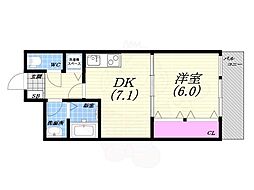 大谷町アネックス 1DKの間取図画像