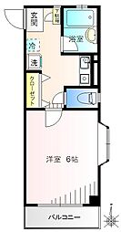 都営新宿線 西大島駅 徒歩8分の賃貸マンション 2階1Kの間取り