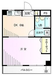 成田第3ビル 1DKの間取図画像
