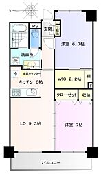 小松川パークマンション東棟 2LDKの間取図画像