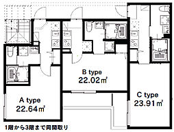 JR横浜線 淵野辺駅 徒歩10分の賃貸アパート 3階1Kの間取り
