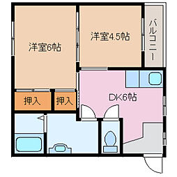 マンションリトルK 2DKの間取図画像