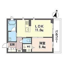 JR埼京線 与野本町駅 徒歩3分の賃貸マンション 2階1LDKの間取り