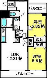 オテルド・マキ 2LDKの間取図画像