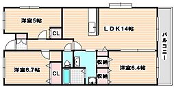 東京メトロ東西線 妙典駅 徒歩7分の賃貸マンション 1階3LDKの間取り