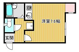京成本線 海神駅 徒歩10分の賃貸アパート 2階ワンルームの間取り