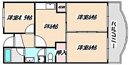 JR総武線 西船橋駅 徒歩7分の賃貸マンション 1階3DKの間取り