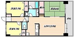 グリーンパーク船橋 3LDKの間取図画像
