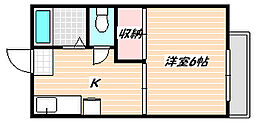 フォーブルイシイB 1Kの間取図画像