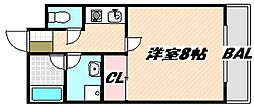 ビューハイツ藤原 1Kの間取図画像
