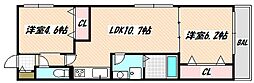 アインピークス 2LDKの間取図画像