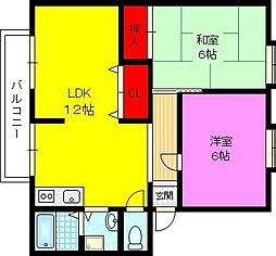 灰塚パークサイドビレッジ 2LDKの間取図画像