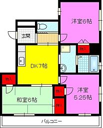 インペリアルK1 3DKの間取図画像
