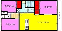 戴慶カーサグラシア 3LDKの間取図画像