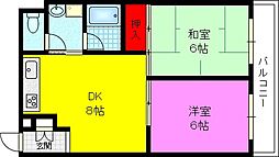 サクシード前田 2DKの間取図画像