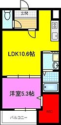 ヴェルメゾン南郷 1LDKの間取図画像