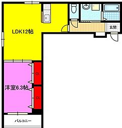 アビタ諸福 1LDKの間取図画像