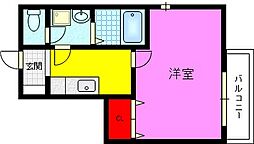 ゼファー東大阪 1Kの間取図画像