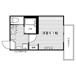 シーサイド追浜 2階1Kの間取り