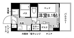 学生会館 D-PLACE下高井戸[食事付き] 6階ワンルームの間取り
