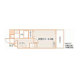 四谷ツインタワーウエスト 1Kの間取図画像