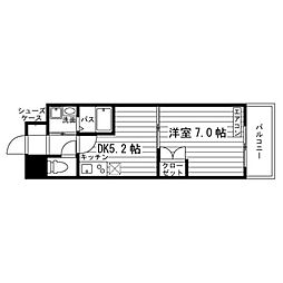 ヴァンクール鶴舞 1DKの間取図画像