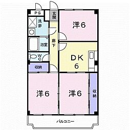 タウン泉の森1 3DKの間取図画像