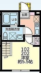 アグレット 1Kの間取図画像