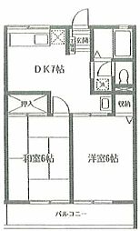 ハイムアイリスB 2DKの間取図画像