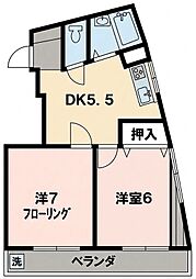 コーポミスズ 2DKの間取図画像