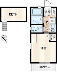 G・Aヒルズ鶴ケ峰 1Kの間取図画像