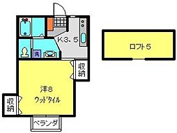 クレーンヒル 1Kの間取図画像