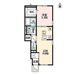 アムールゆめが丘1 1LDKの間取図画像