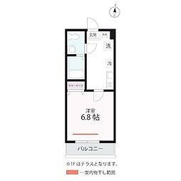 QUIET CRAB HOUSE ESSATO(クワイエット 1Kの間取図画像