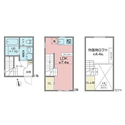 Villeneuve下小田井(ヴィルヌーブシモオタイ) 1階ワンルームの間取り