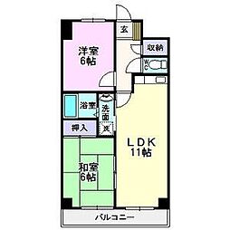 はやしビジデンス 2LDKの間取図画像