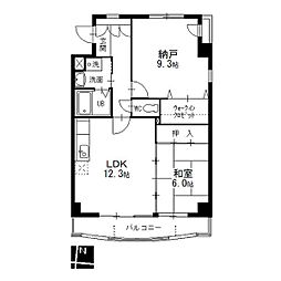 エーリス庄内 1階2LDKの間取り